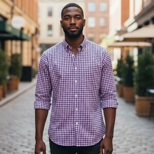 peter millar mens summer comfort plaid pink blue xxl long sleeve button shirt